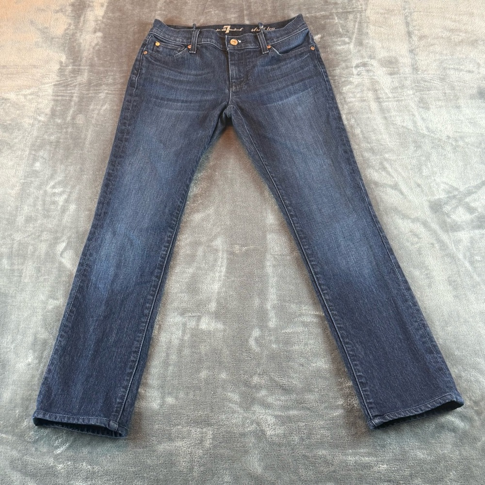 7 For All Mankind Women's Jeans Straight Leg Size 27 Low Rise Dark Wash